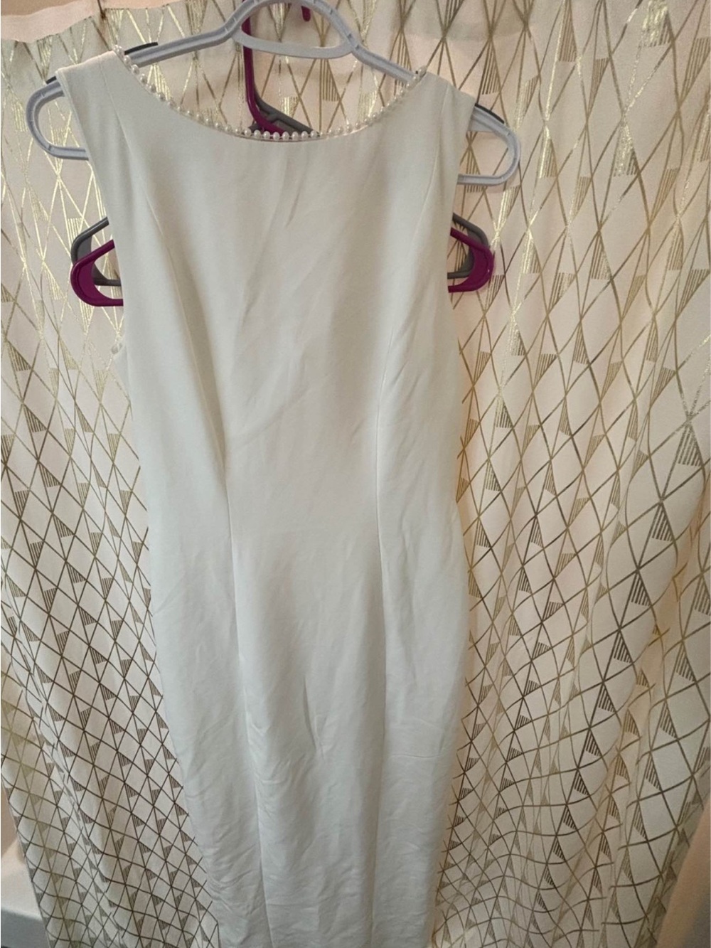 Elegant Pearl-Trim Maxi Dress in White